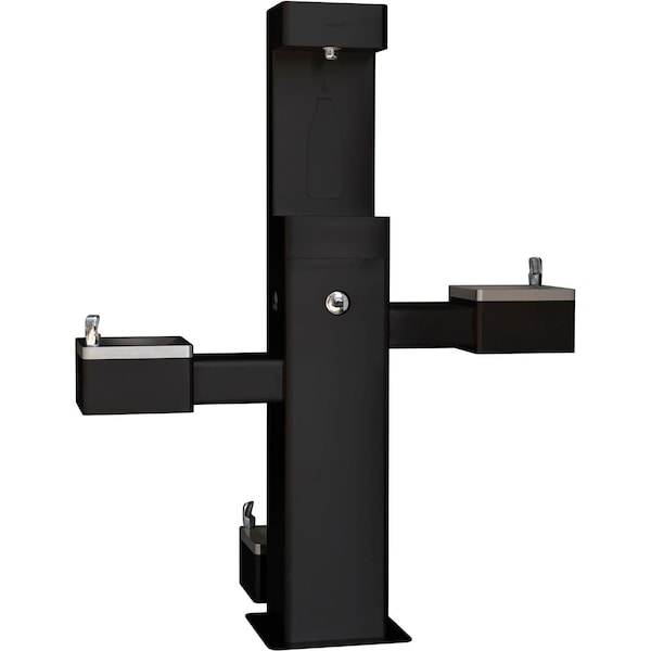 Global Industrial Outdoor Bottle Filler & Bi-Level Fountain w/ Pet Station & Filter, Black 761221BKF - main